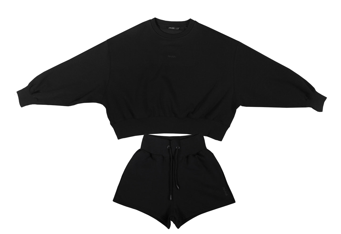 Women's Black Sweatshirt and Shorts Set 