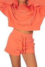Kadın Turuncu Renkli Sweatshirt Şort Takım