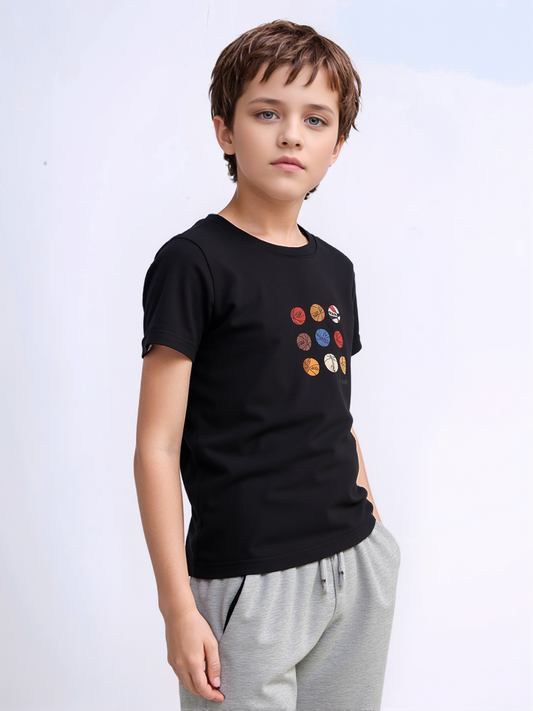 Boys' Black Basketball T-shirt 