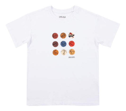 Boys' White Basketball T-shirt 