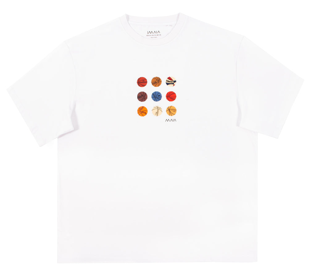 Erkek Beyaz Renkli Basketball Oversize T-shirt