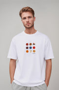 Erkek Beyaz Renkli Basketball Oversize T-shirt