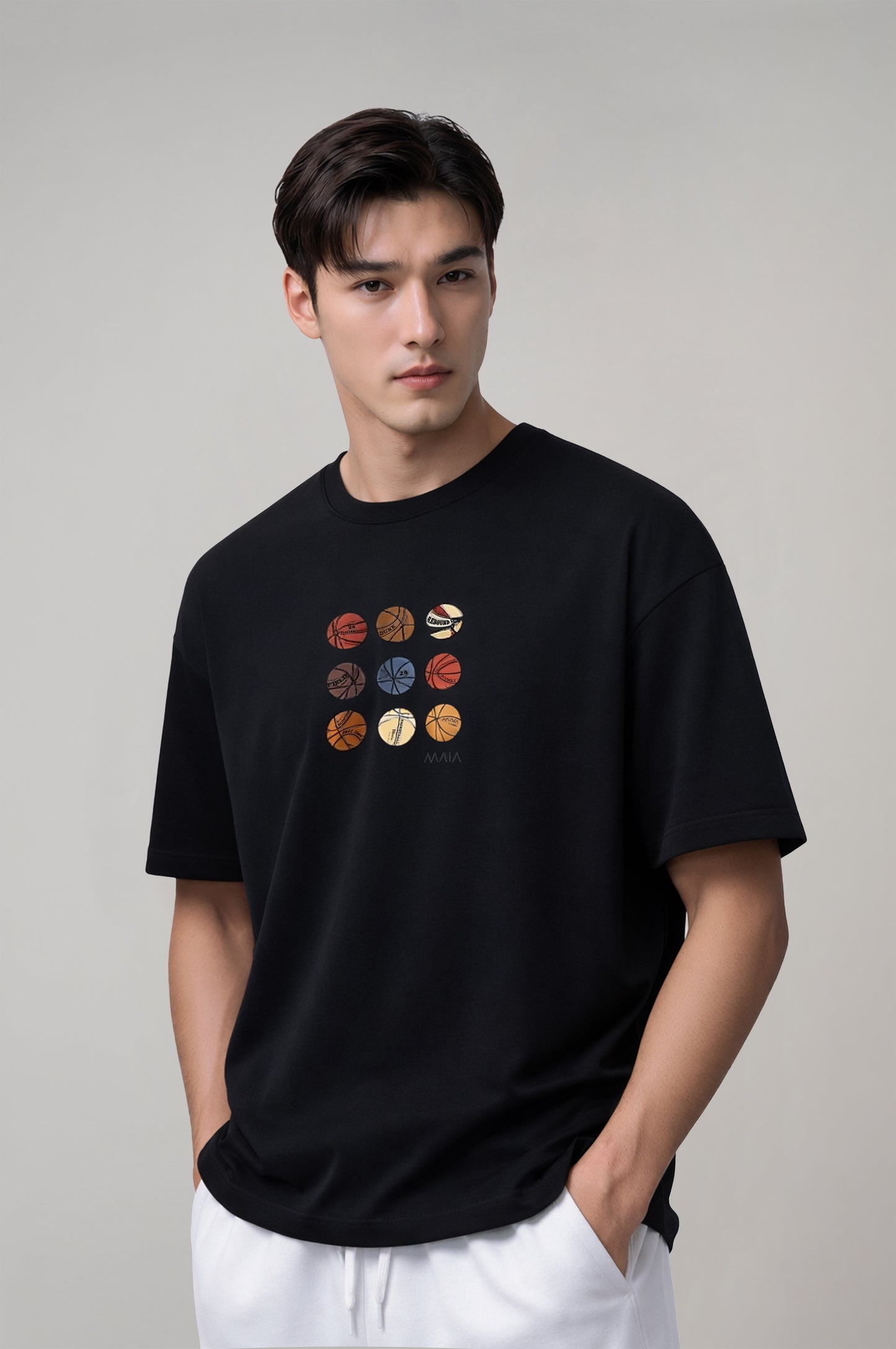 Men's Black Basketball Oversize T-Shirt 