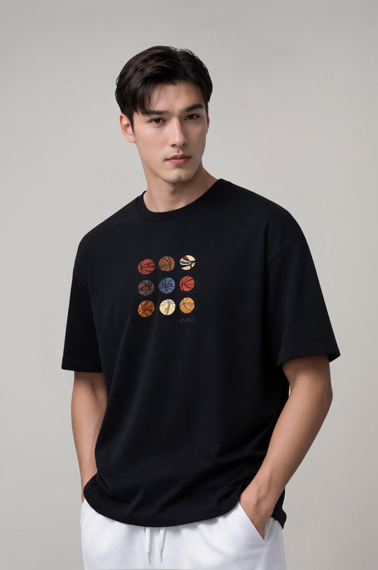 Men's Black Basketball Oversize T-Shirt 