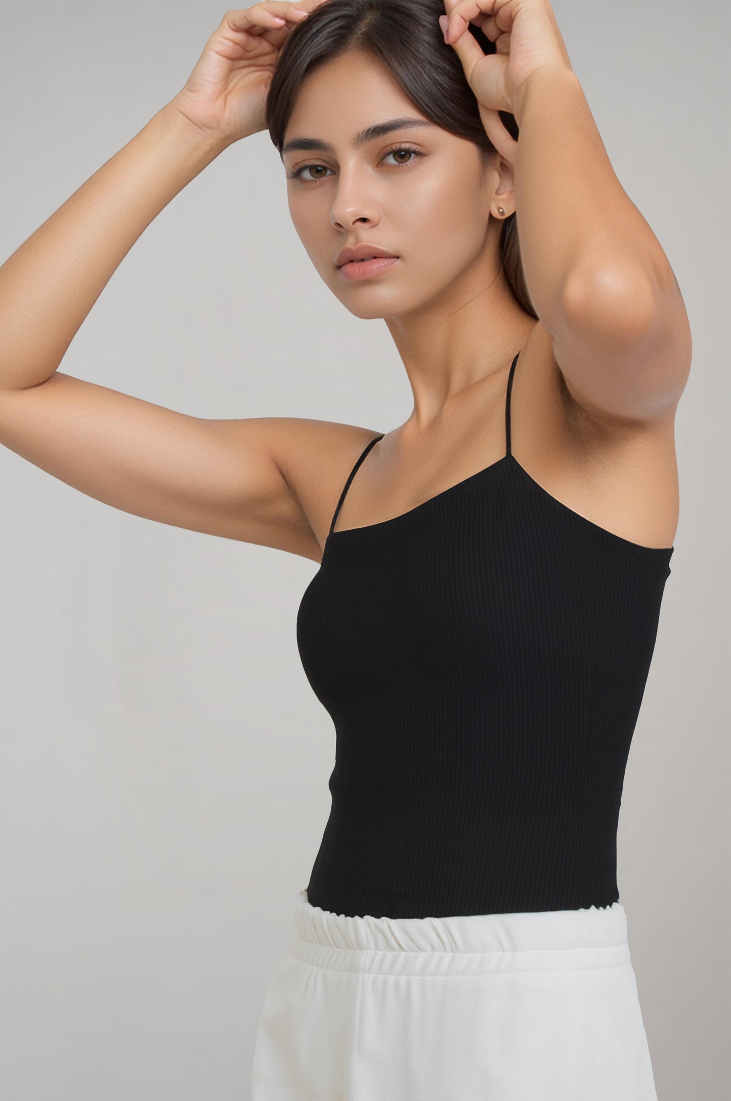 Kadın İnce Askılı Çıtçıtlı Siyah Body