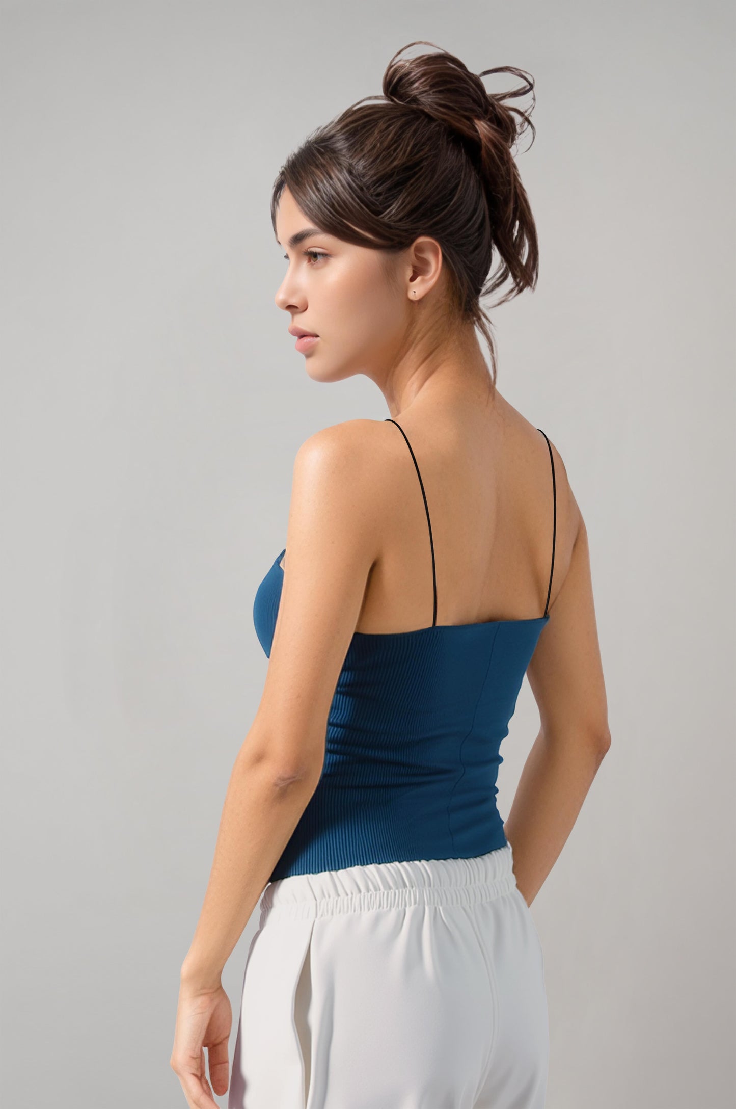 Kadın İnce Askılı Çıtçıtlı İndigo Body