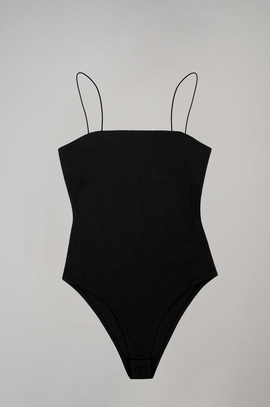 Women's Thin Strap Snap Button Black Bodysuit
