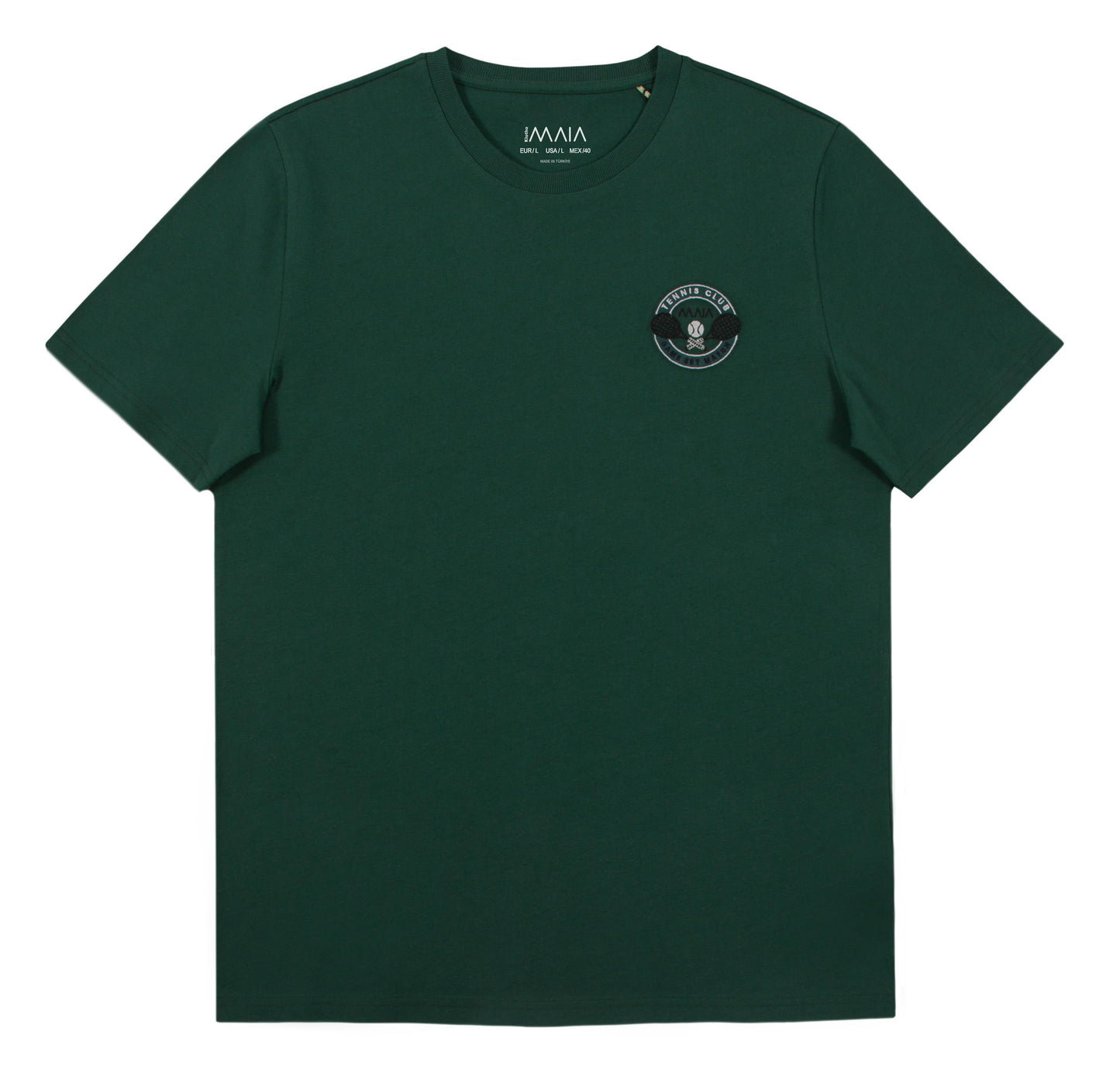 Erkek Yeşil Renkli  Tennis Nakış Detaylı Comfort T-shirt