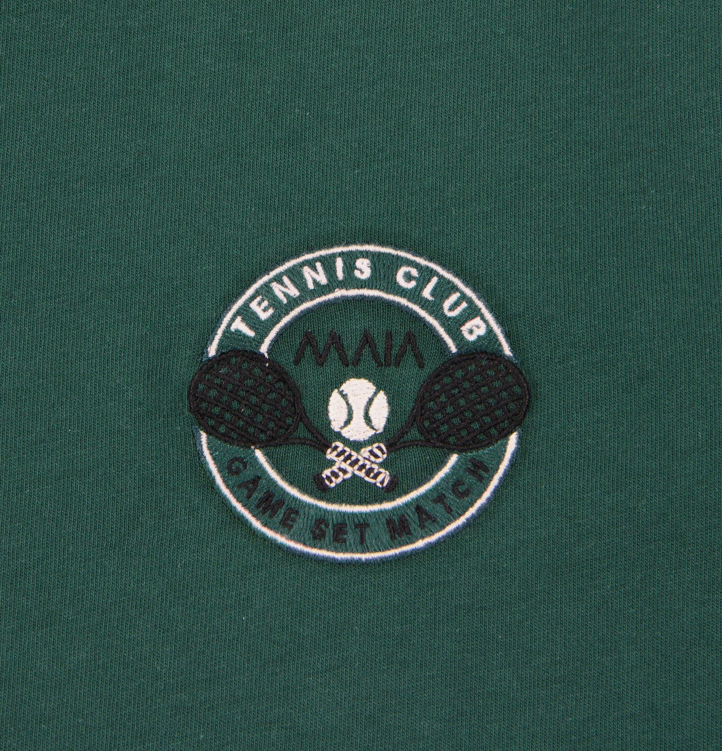 Erkek Yeşil Renkli  Tennis Nakış Detaylı Comfort T-shirt