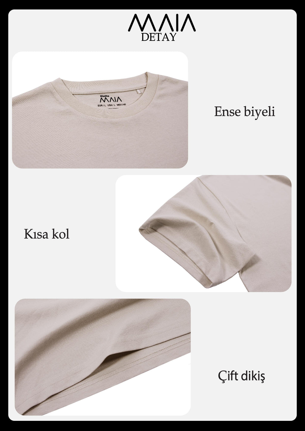 Erkek Taş Renkli Tennis Nakış Detaylı Comfort T-shirt