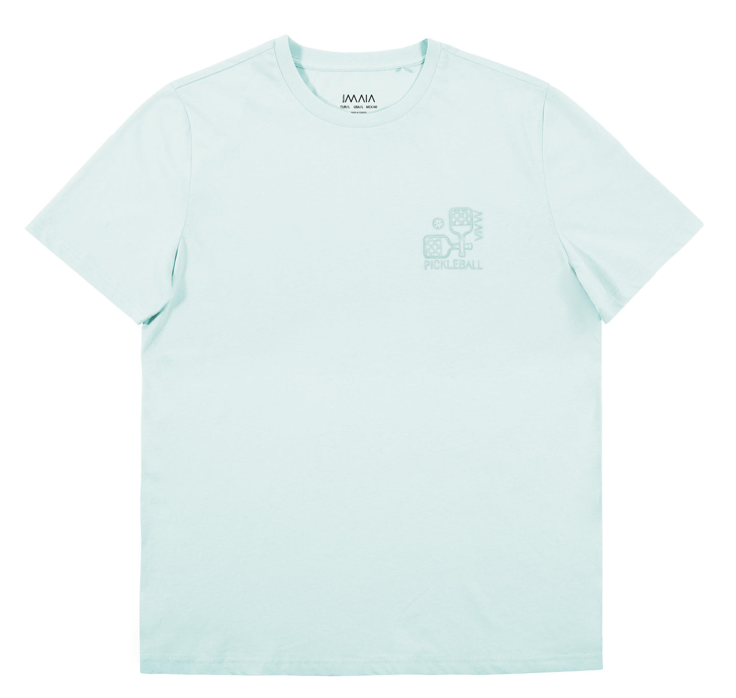 Men's Aqua Green T-shirt with Pickleball Embroidery Detail 