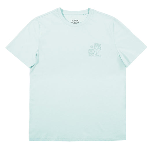 Men's Aqua Green T-shirt with Pickleball Embroidery Detail 