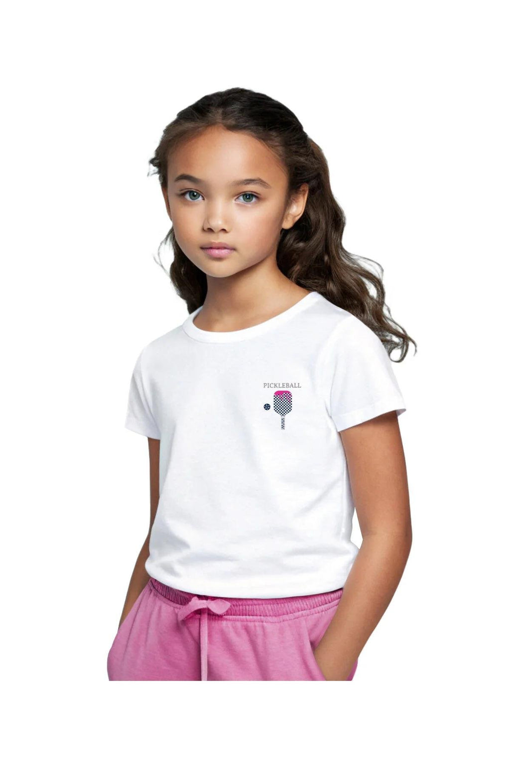 Kız Çocuk Beyaz Renkli Picklaball Baskılı T-shirt