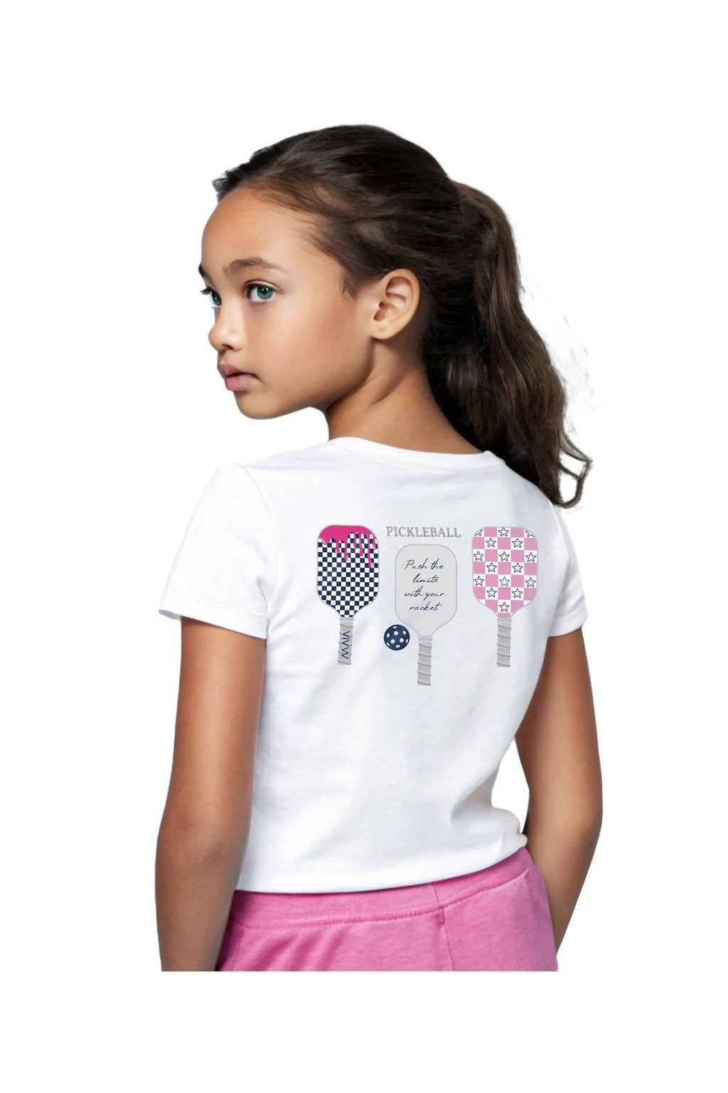 Kız Çocuk Beyaz Renkli Picklaball Baskılı T-shirt