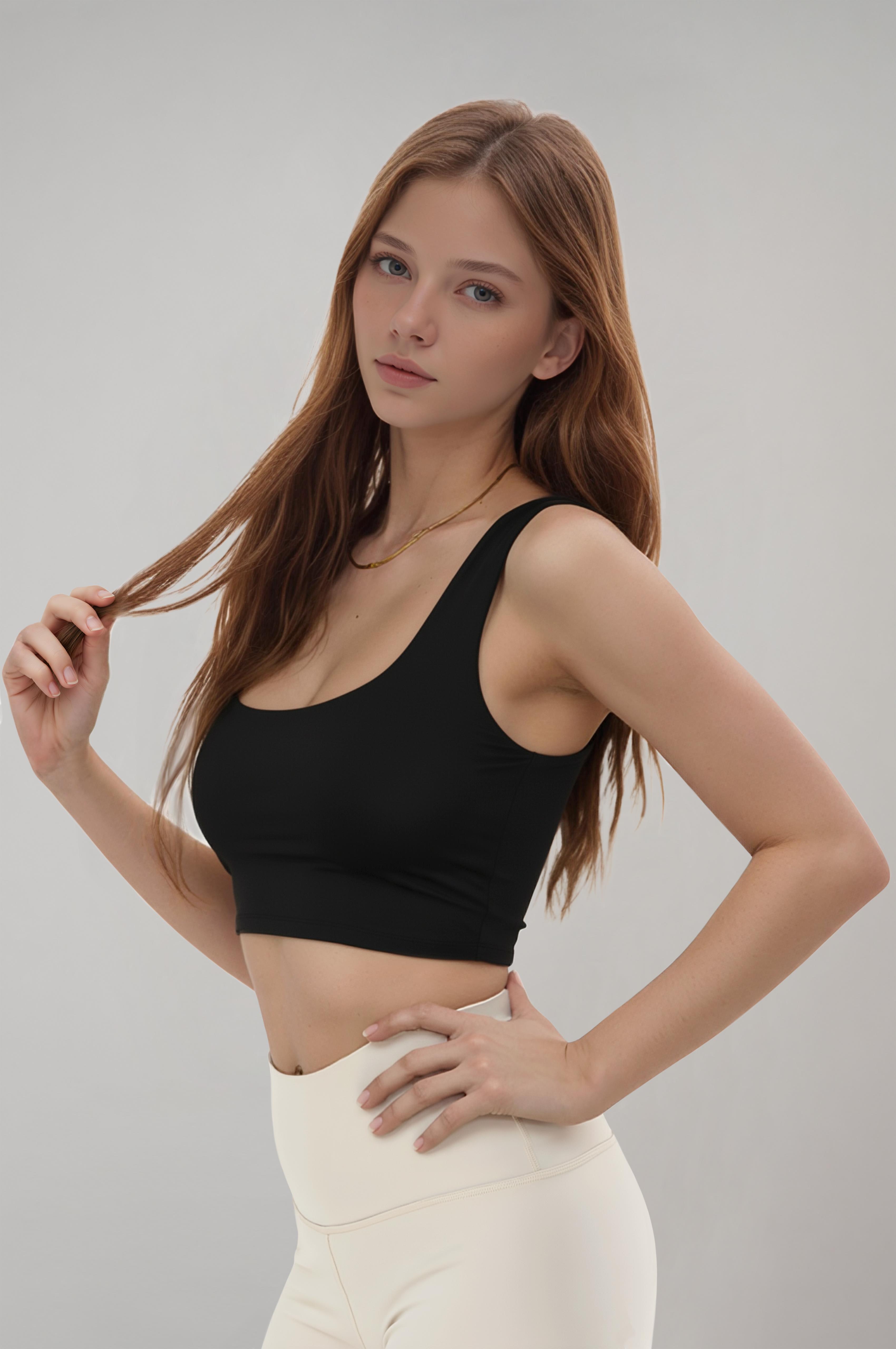 Kadın Siyah Renkli Crop Atlet