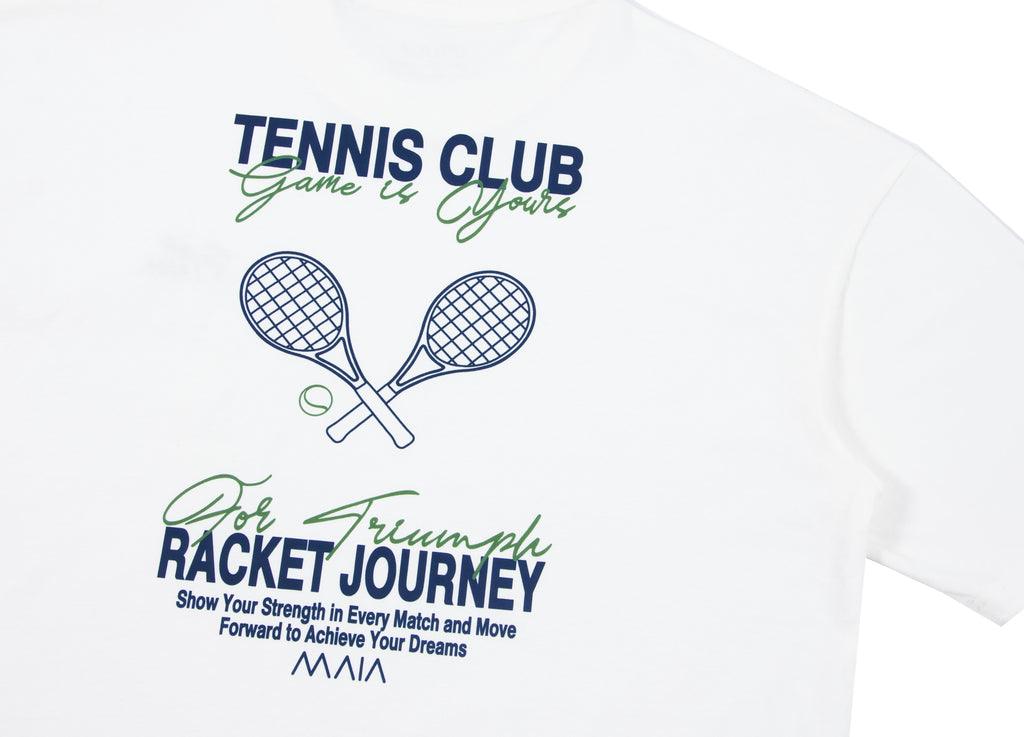 Erkek Tennis Sırt Baskılı Oversize T-shirt