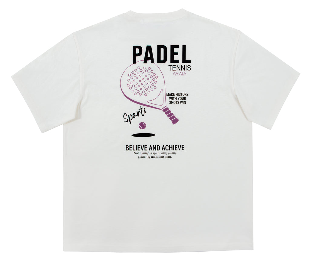 Erkek Padel Sırt Baskılı Oversize T-shirt