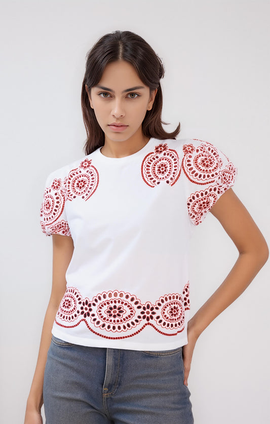 Kadın Fisto Detaylı Kısa Kollu T-shirt