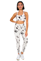 Kadın Beyaz Renkli Mermer Desenli Tayt & Bra Takım