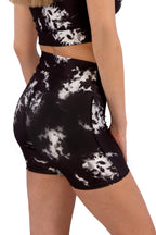 Kadın Mermer Desenli Kısa Tayt & Bra Takım