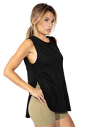 Women's Black Sports Tank Top with Slit Detail