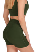 Kadın Haki Renkli Modal Kısa Tayt & Bra Takım