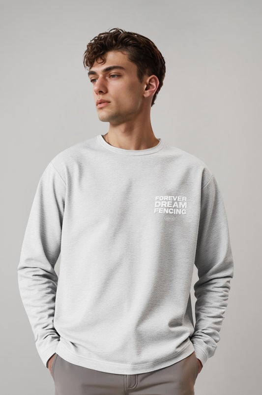 Men's Grey Melange Colored Fencing Themed Sweatshirt
