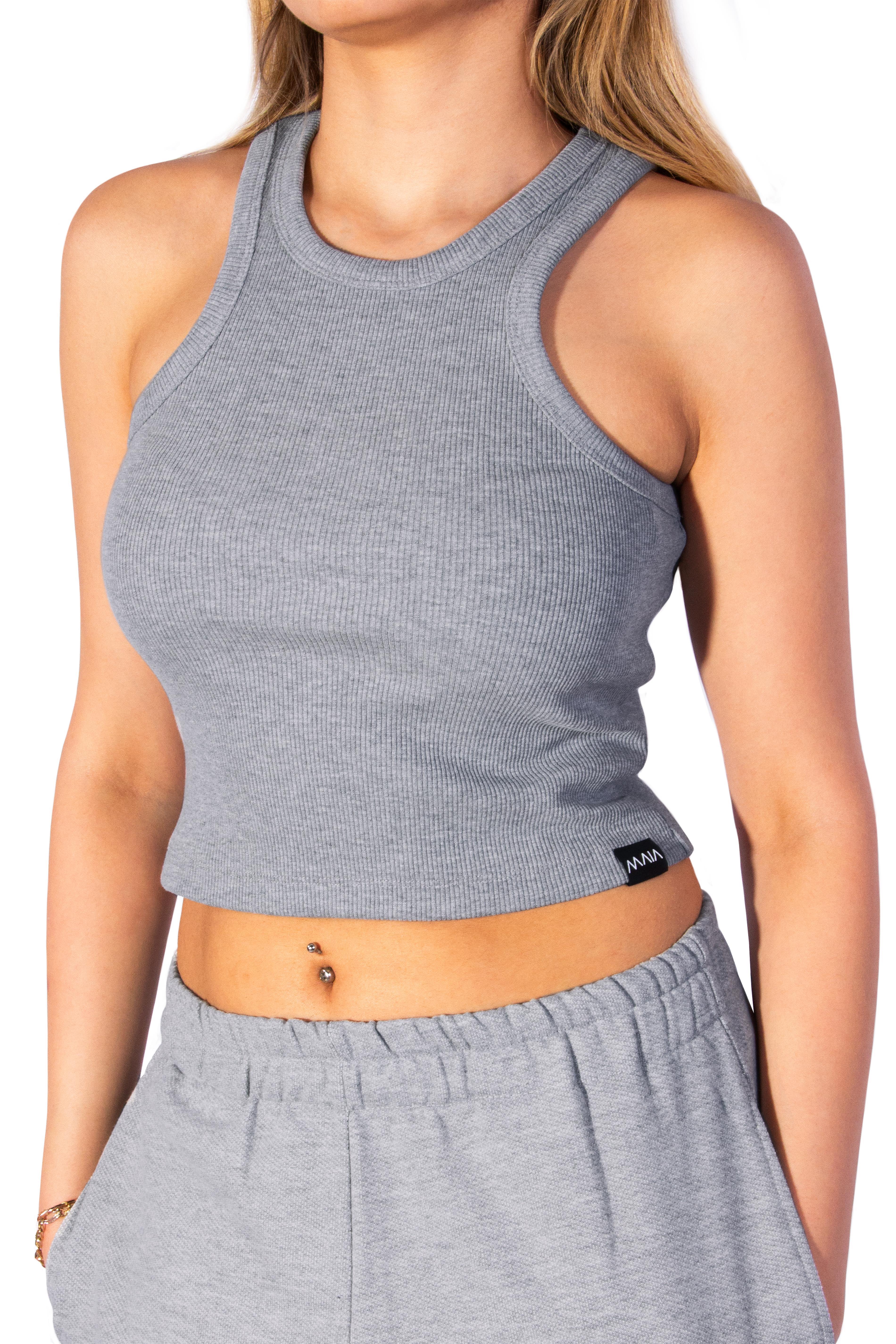 Kadın Gri Renkli Halter Yaka Kaşkorse Atlet