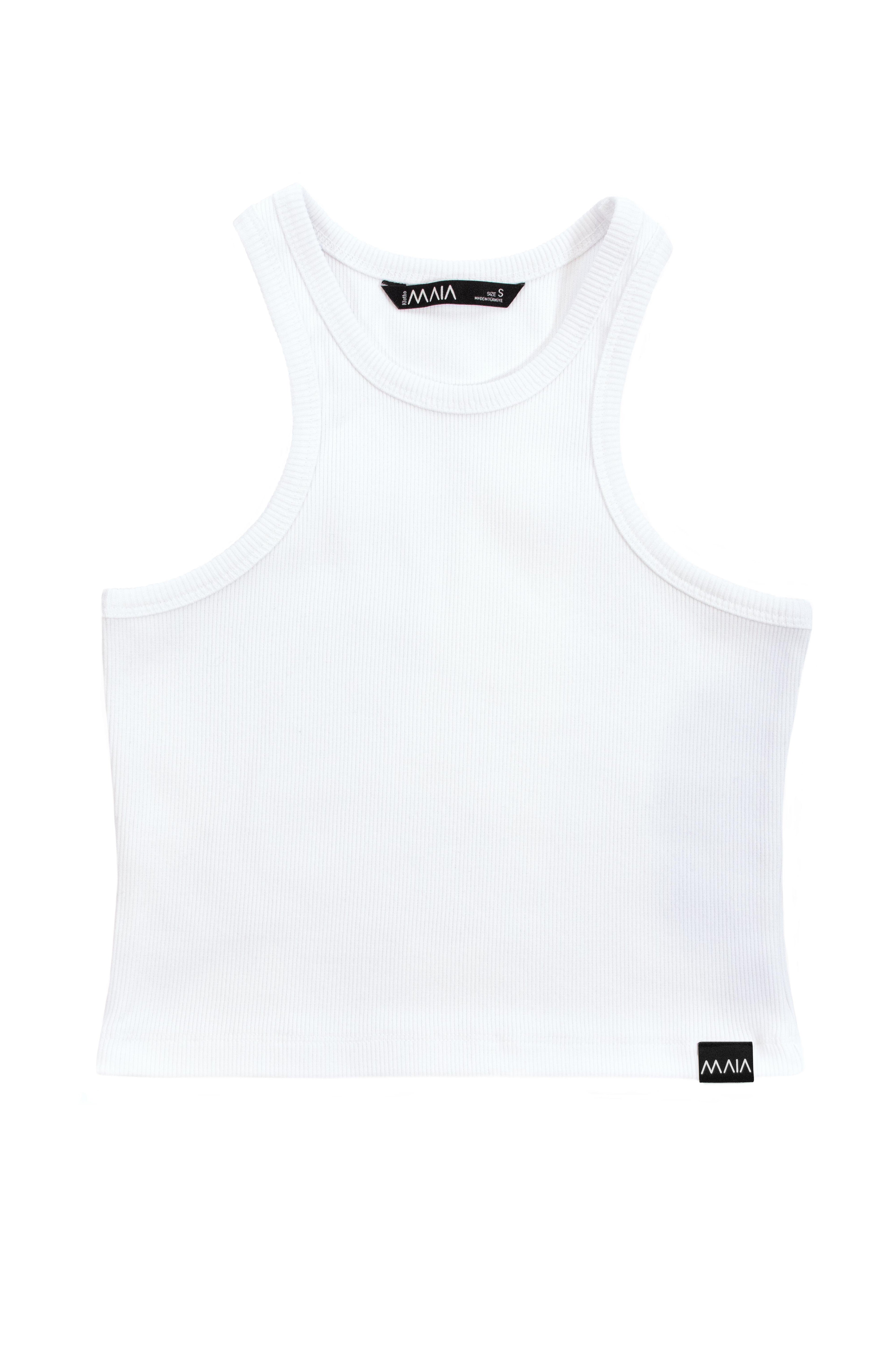 Kadın Beyaz Renkli Halter Yaka Kaşkorse Atlet