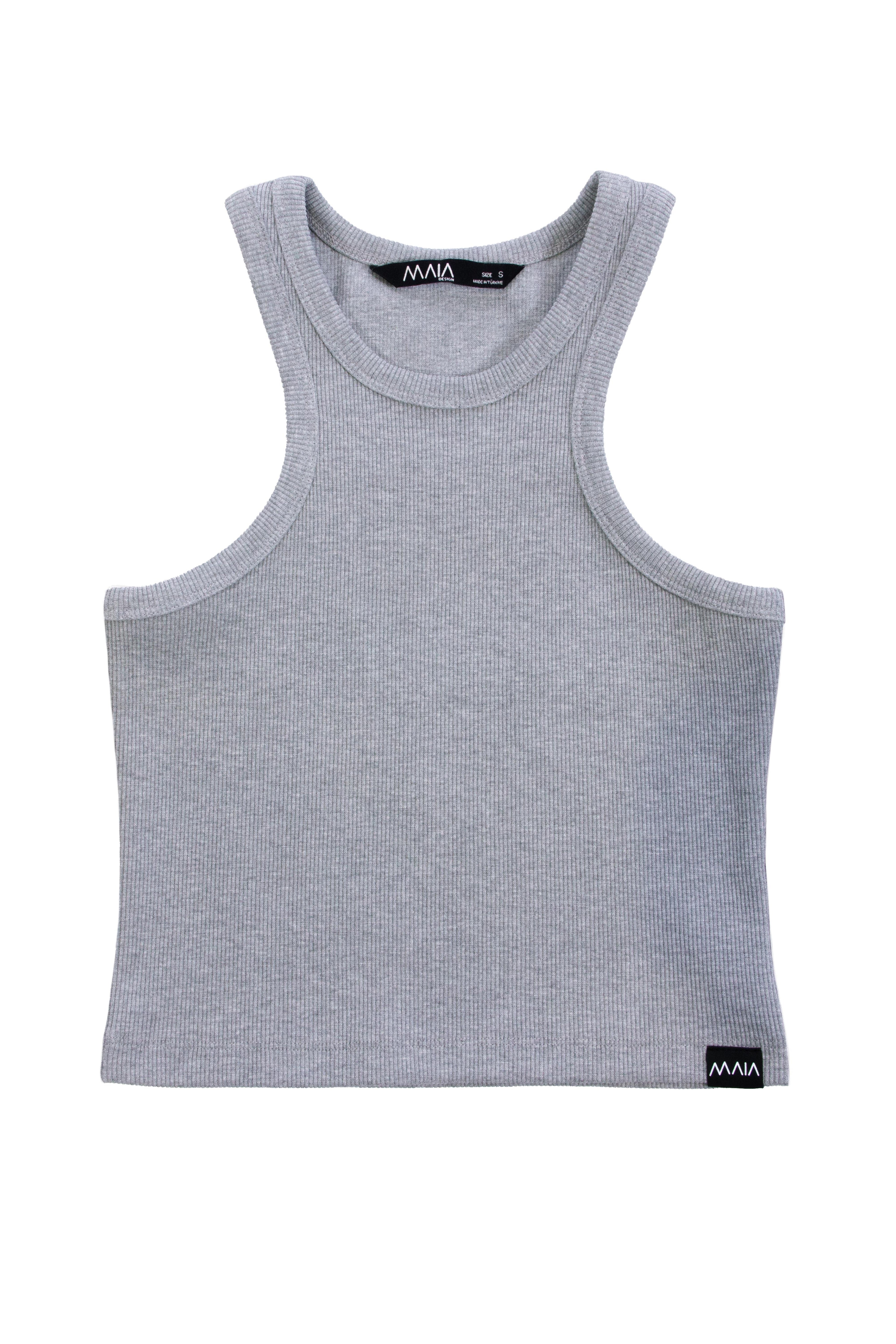 Kadın Gri Renkli Halter Yaka Kaşkorse Atlet