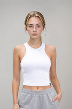 Women's White Halter Neck Camisole Tank Top 