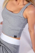 Women's Grey Strappy Square Neck Camisole Tank Top 