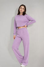 Kadın Lila Baskılı Sweatshirt & Eşofman Takımı