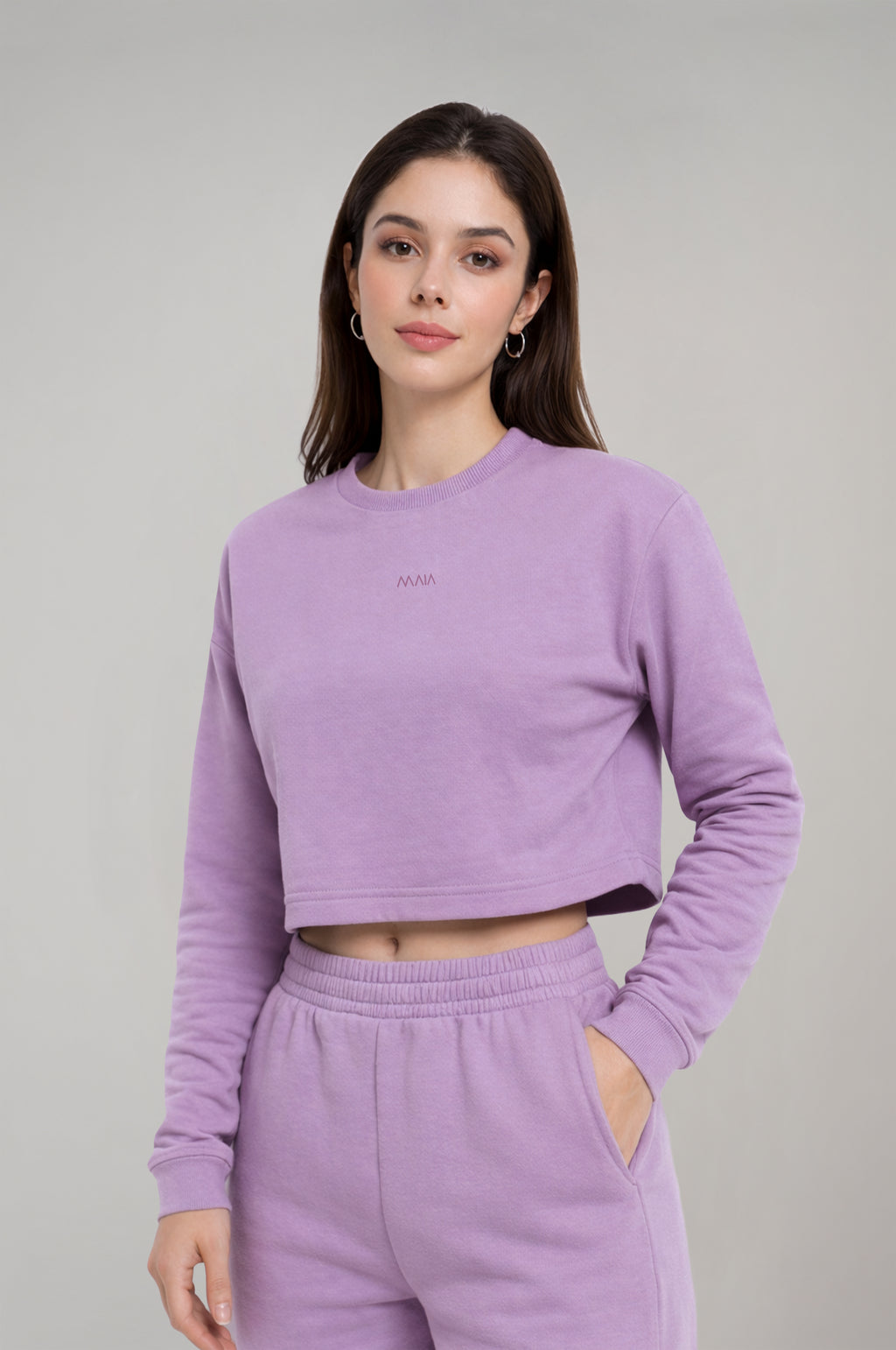 Kadın Lila Baskılı Sweatshirt & Eşofman Takımı