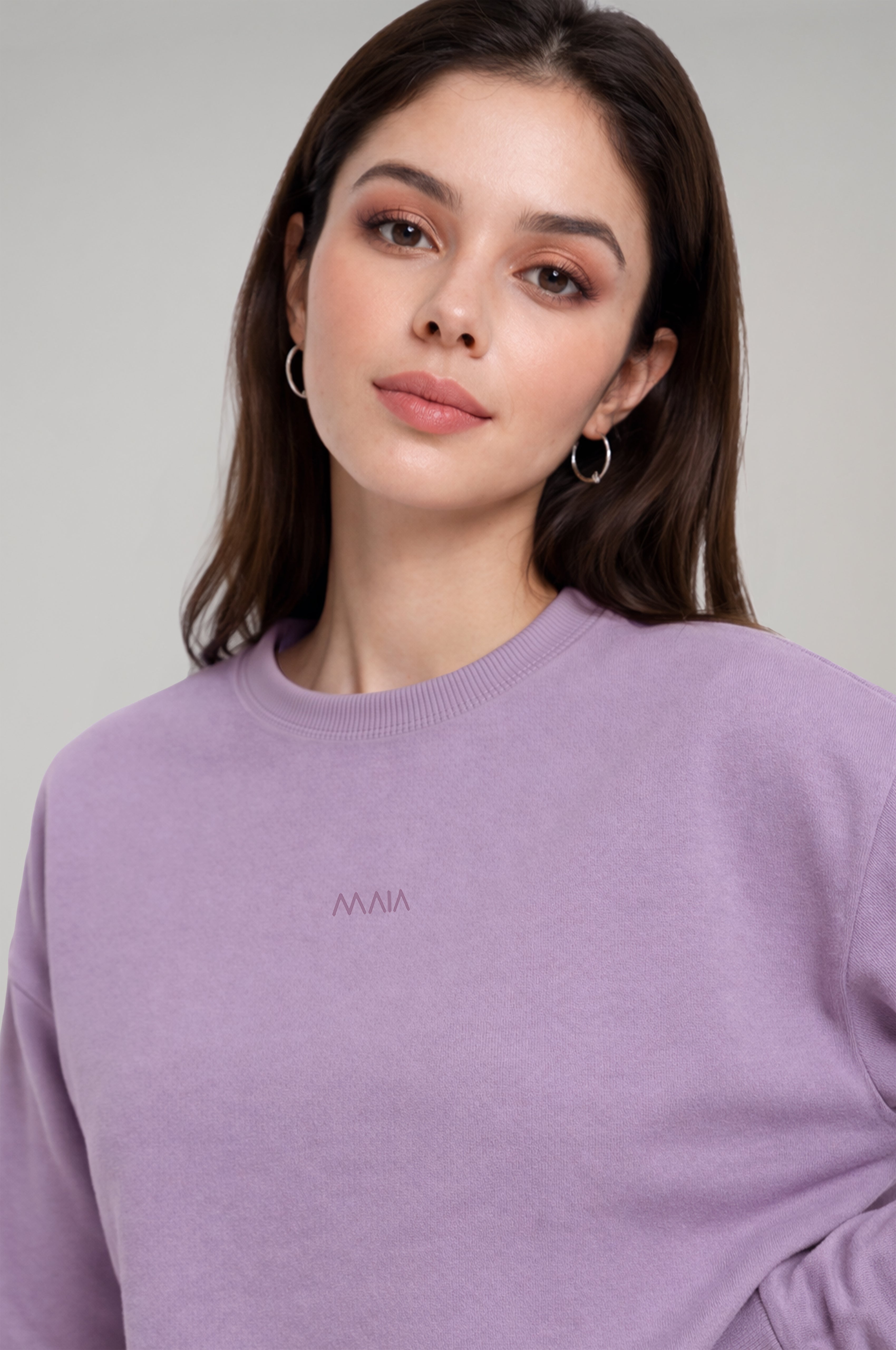 Kadın Lila Baskılı Sweatshirt & Eşofman Takımı