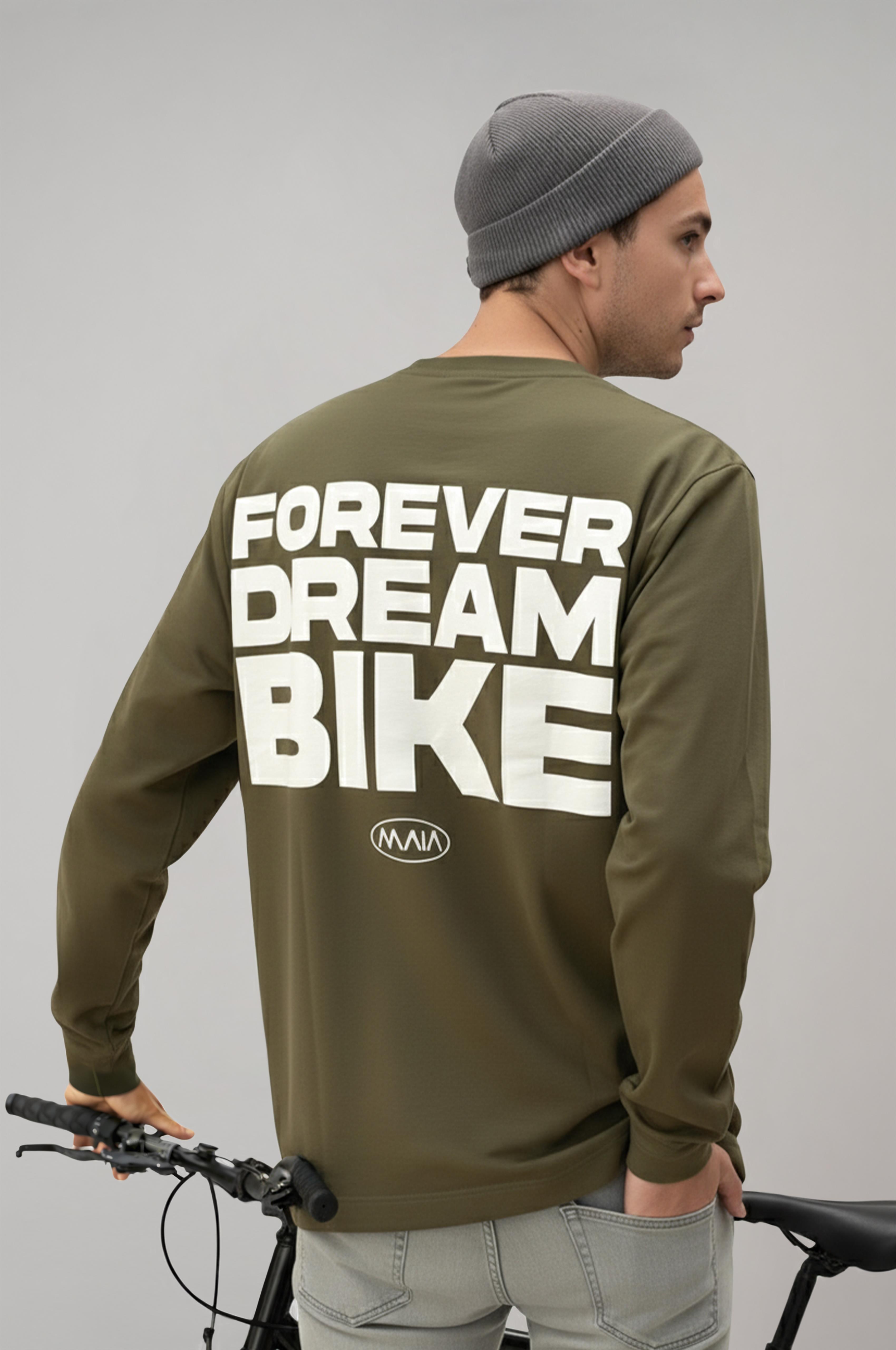 Erkek Haki Renkli Bike Temalı Sweatshirt