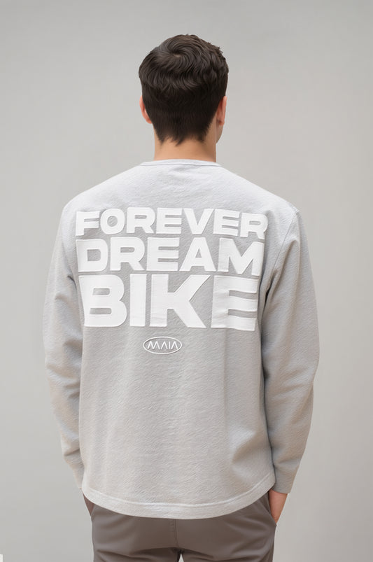 Men's Grey Melange Bike-Themed Sweatshirt