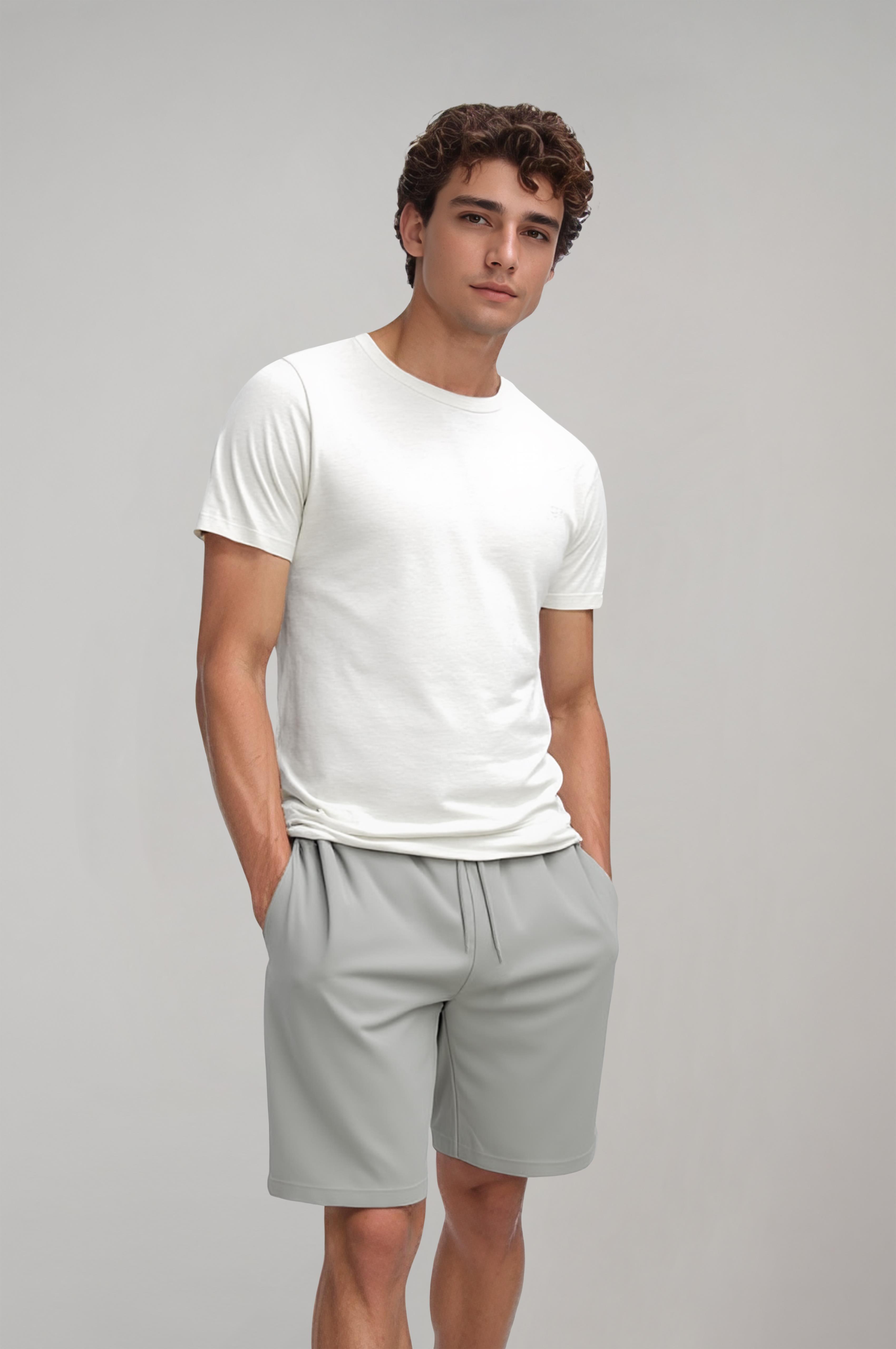 Erkek Beli Lastikli Gri Şort