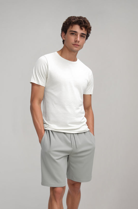 Men's Grey Shorts with Elastic Waistband