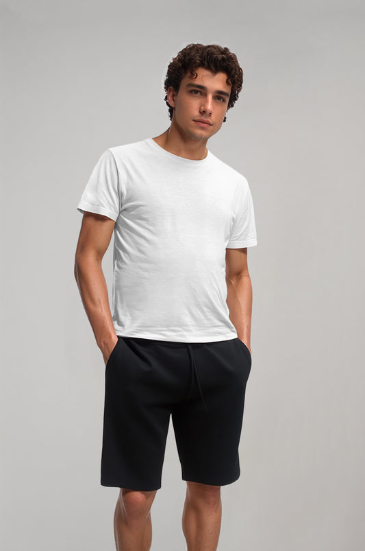 Men's Black Shorts with Elastic Waistband