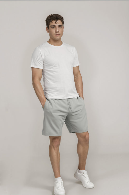 Men's Grey Shorts with Elastic Waistband