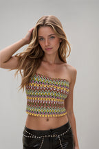 Kadın Renkli Crop Top Straplez Büstiyer