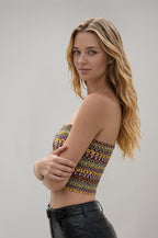 Kadın Renkli Crop Top Straplez Büstiyer