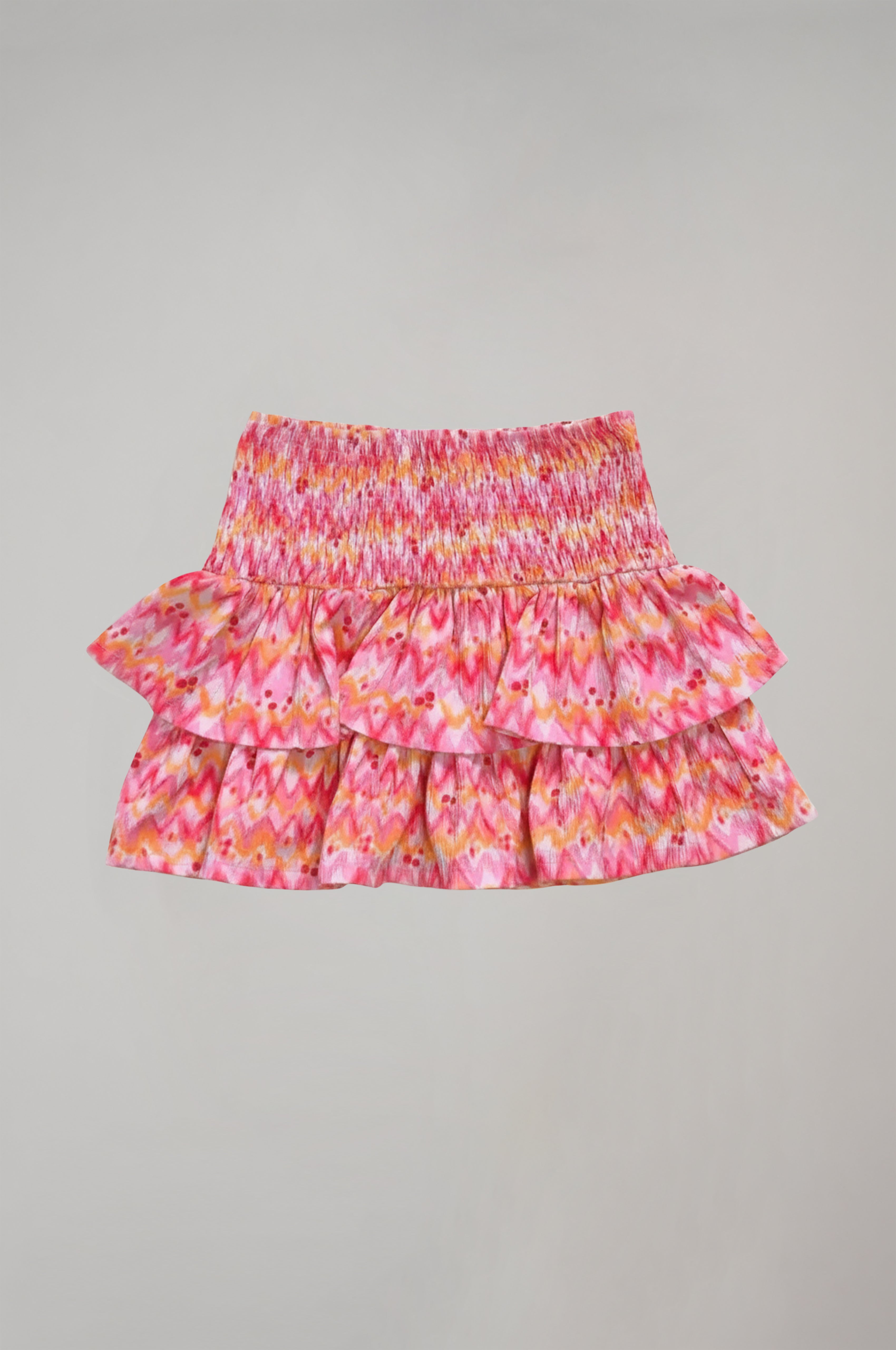 Kız Çocuk Pembe Desenli Pileli Etek