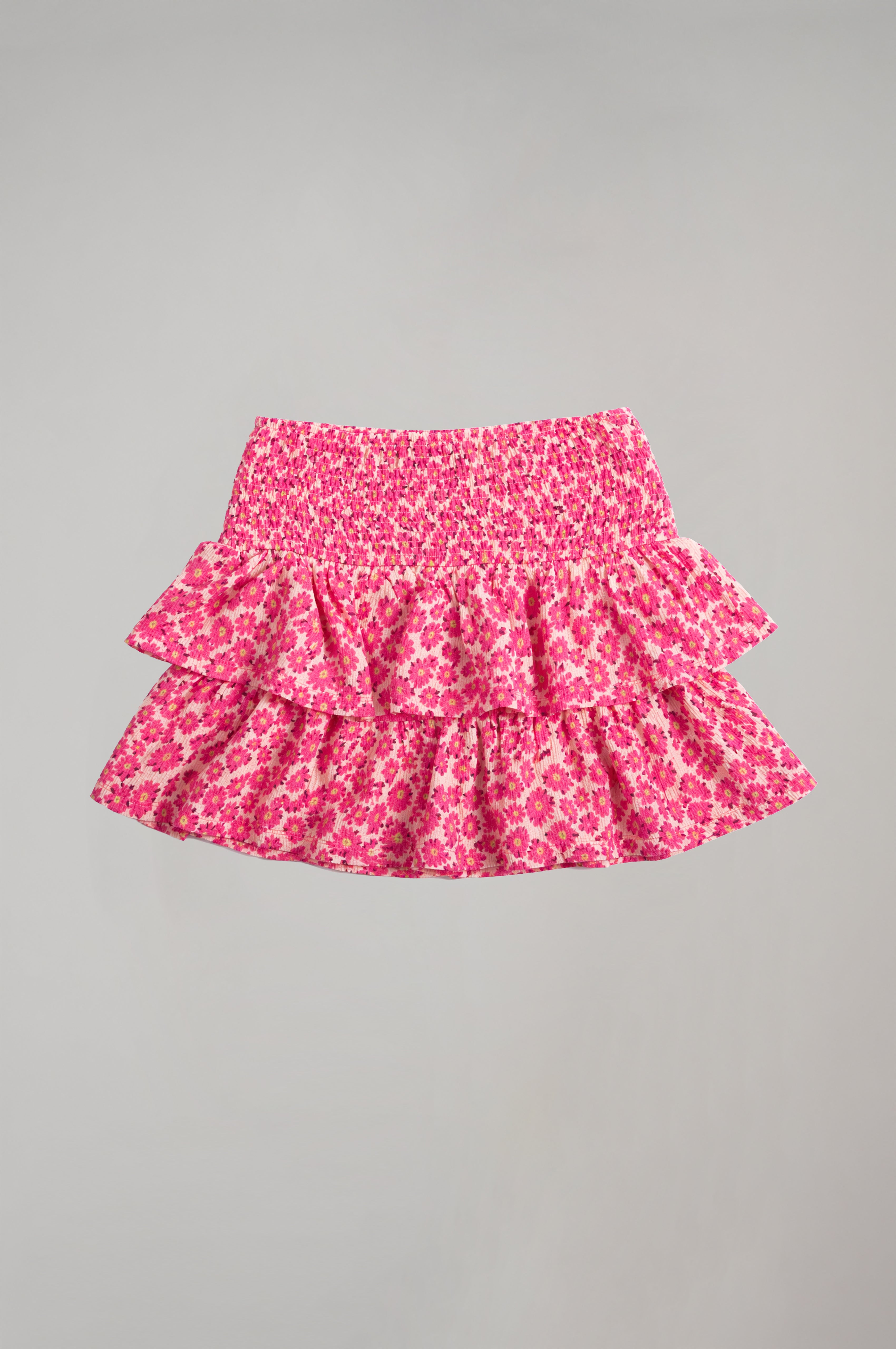 Kız Çocuk Pembe Çiçek Desenli Pileli Etek