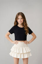 Kız Çocuk Ekru Renk Pileli Etek