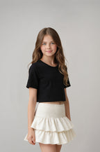 Kız Çocuk Ekru Renk Pileli Etek