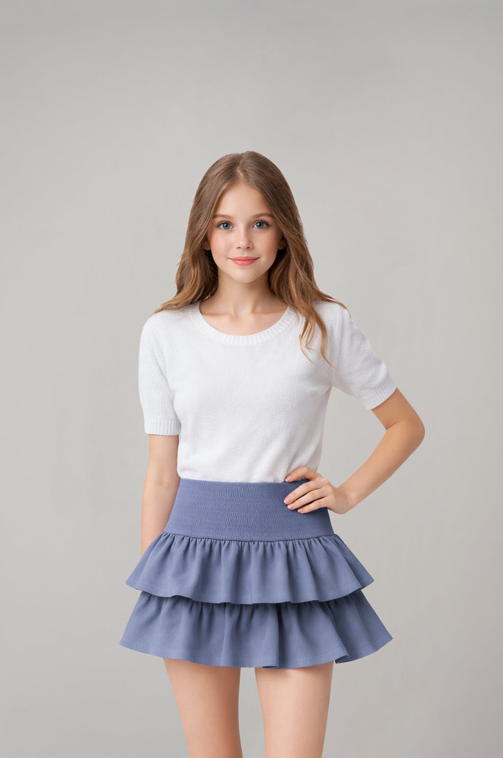Kız Çocuk İndigo Pileli Etek