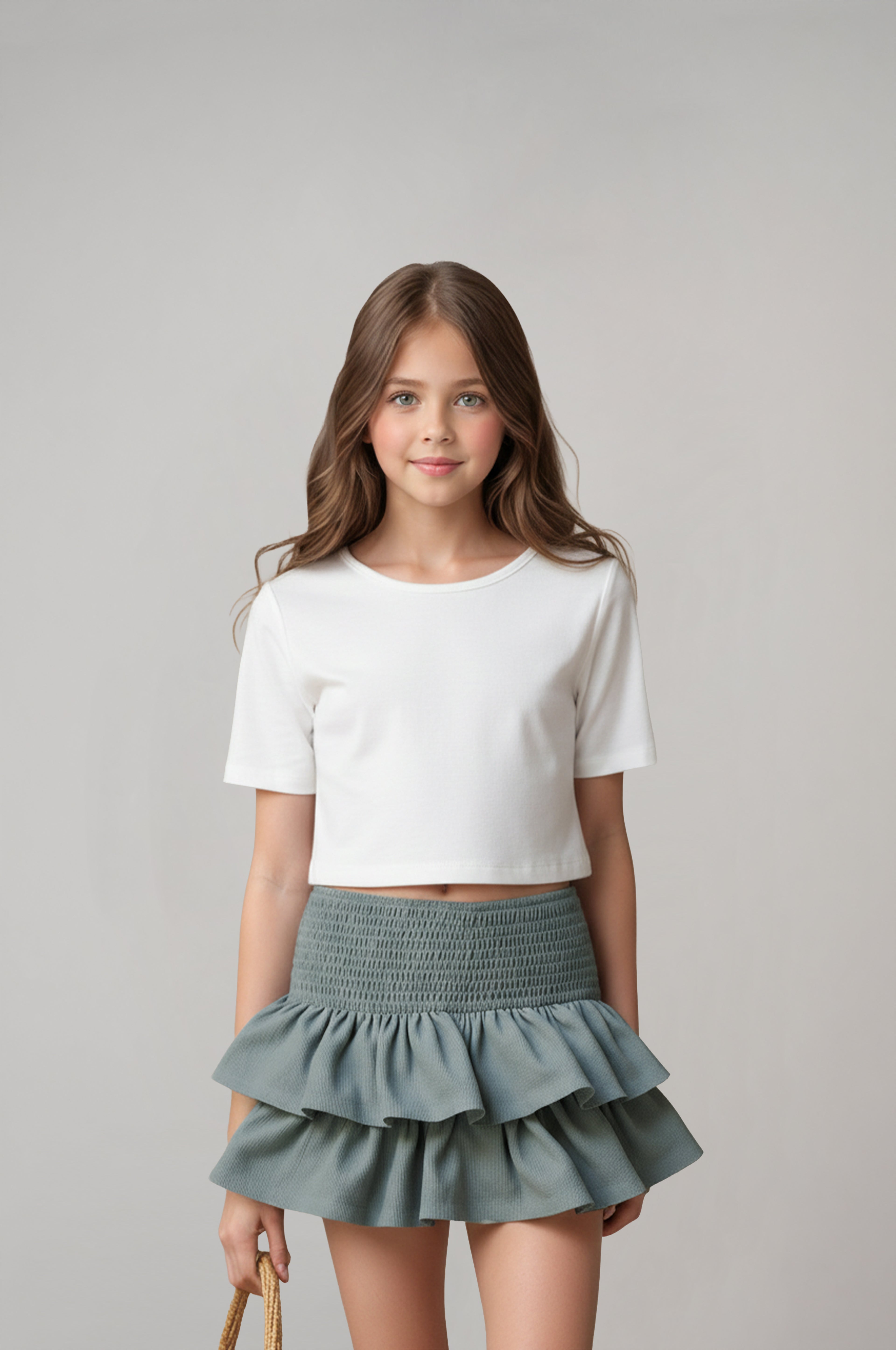Kız Çocuk Mint Pileli Etek