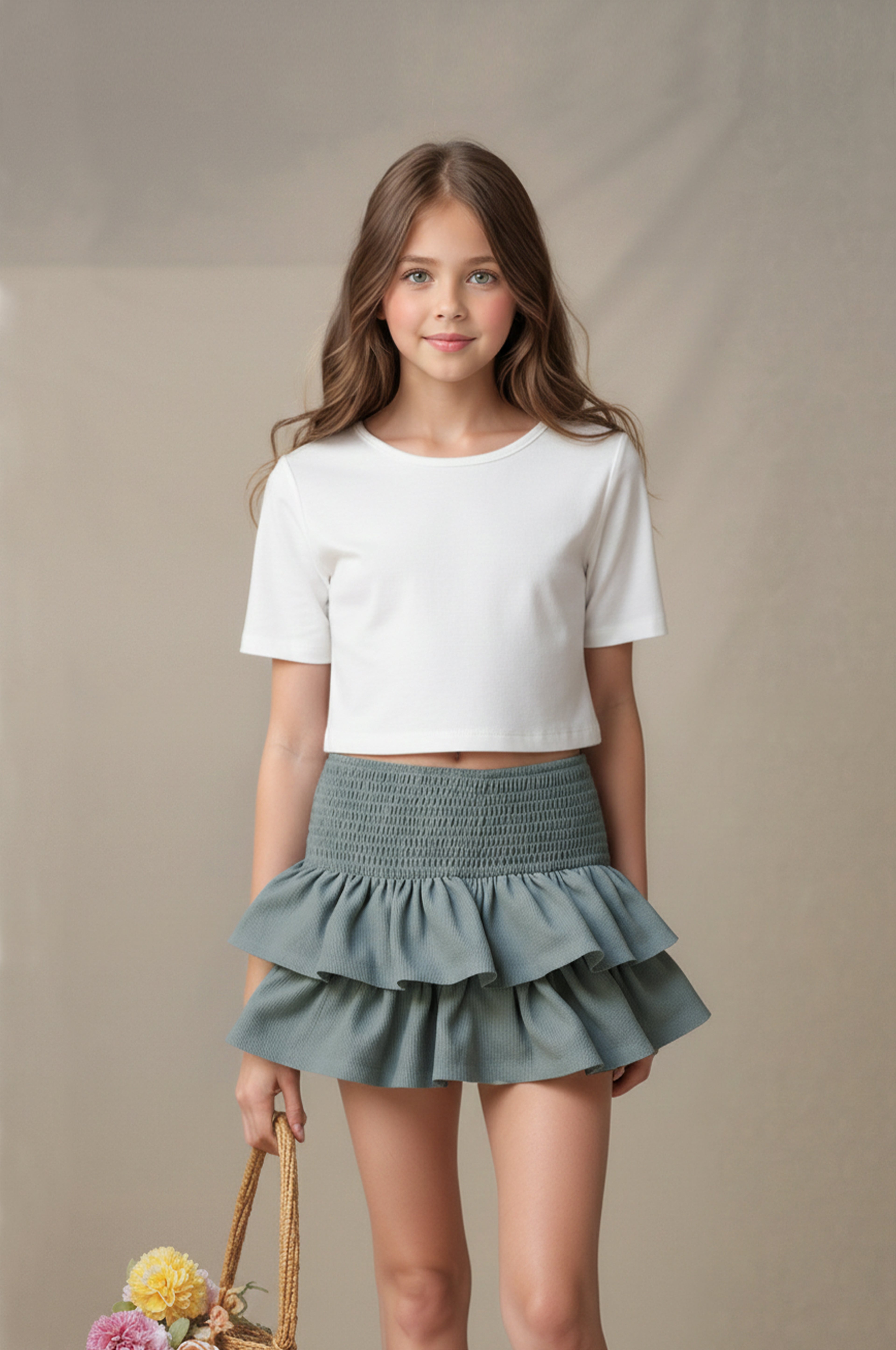 Kız Çocuk Mint Pileli Etek